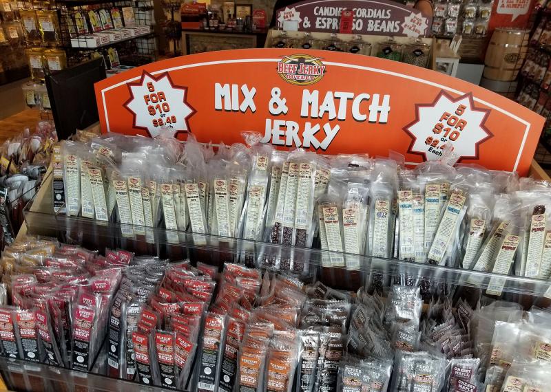 The Beef Jerky Outlet at Route 24 and Coastal Highway can be one-stop shopping for your beloved carnivore. And it's not just all about jerky. There are gourmet candies, sauces, spice rubs, cute tchotchkes ... and everyone needs a "Fat People are Harder to Kidnap" T-shirt. BOB YESBEK PHOTO